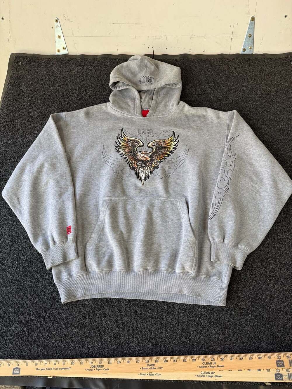 Vintage JNCO Jeans Eagle Graphic Hoodie Gray XXL